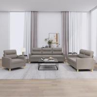 3-delige Loungeset met kussens stof taupe