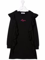 MSGM Kids robe volantée à logo imprimé - Noir - thumbnail