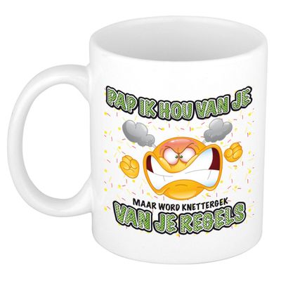 Cadeau mok/beker - regels - wit - 300 ml - Vaderdag / verjaardag