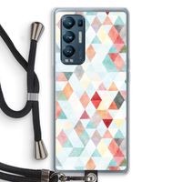 Gekleurde driehoekjes pastel: Oppo Find X3 Neo Transparant Hoesje met koord