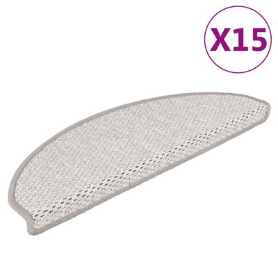 Trapmatten zelfklevend 15 st sisal-look 65x21x4 cm platinakleur