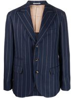 Brunello Cucinelli blazer boutonné à fines rayures - Noir