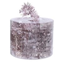 Decoris kerstslinger-guirlande - met sterren - lichtroze - lametta - 700 cm - thumbnail