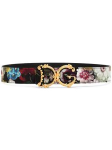 Dolce & Gabbana ceinture en cuir à fleurs - Noir