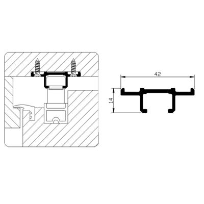 Luvema bovenrail - geanodiseerd - 6600mm - LU-RB.278.G