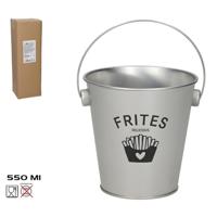 Gerimport Patat serveer emmertje - 8x - frites - zilver - metaal - 10 x 10 cm - serveren