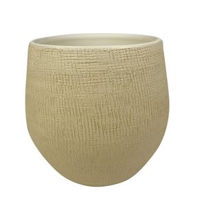 Plantenpot/bloempot in een strakke Modern design look zand/beige Dia 26 cm en Hoogte 25.5 cm