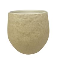 Plantenpot/bloempot in een strakke Modern design look zand/beige Dia 26 cm en Hoogte 25.5 cm