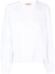 TWINSET blouse en coton à broderies anglaises - Blanc