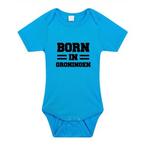 Born in Groningen cadeau baby rompertje blauw jongs