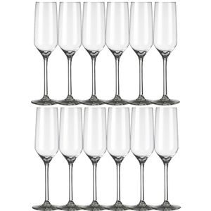 12x Champagneglazen/flutes transparant 220 ml Carre