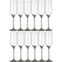 12x Champagneglazen/flutes transparant 220 ml Carre