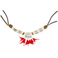 Carnaval/verkleed accessoires Indianen sieraden - kralen/veertjes ketting - kunststof - thumbnail
