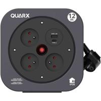 Haspel - QUARX - S-Box - 12m, 3 x 16A aansluitingen, USB Type A en C