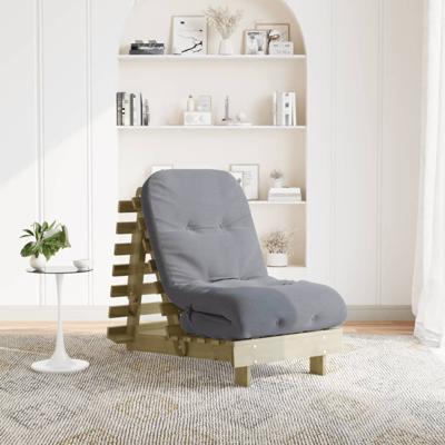Futon slaapbank met matras 60x206x11 cm gempregneerd hout