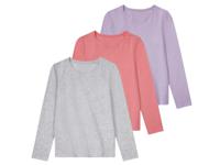 pepperts! Kinderen meisjes shirts met lange mouwen, 3 stuks, met ronde hals (158/164, Paars/roze/grijs)