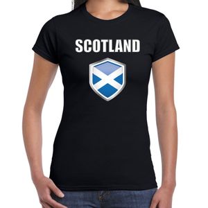 Schotland landen supporter t-shirt met Schotse vlag schild zwart dames