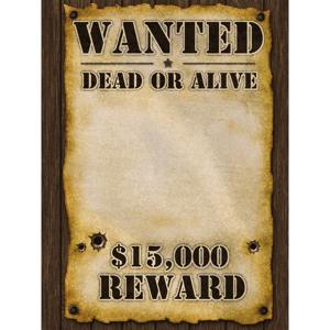 Wanted poster - 59 x 42 cm - voor eigen foto - Western/cowboy thema versiering