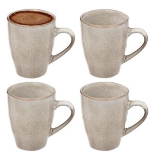Koffiemokken Pompei - 4x stuks - Keramiek - beige - 370 ml - 9 x 11 cm - old stone look