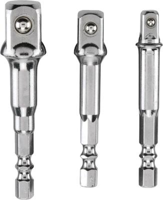 Adapterset voor doppen 3-delig chroom-vanadium 1/4 inch 3/8 inch 1/2 inch - Kwb