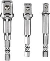 Adapterset voor doppen 3-delig chroom-vanadium 1/4 inch 3/8 inch 1/2 inch - Kwb