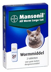 MANSONIL GROTE KAT ALL WORM TABLETTEN 2 ST