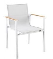 Mizu stackable dining chair alu white/grey textilene - Yoi
