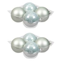 8x stuks glazen kerstballen mintgroen (oyster grey) 10 cm mat/glans - Kerstbal