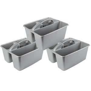 Set van 3x stuks grijze opbergbox/opbergdoos mand met handvat 6 liter kunststof