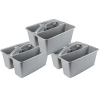 Set van 3x stuks grijze opbergbox/opbergdoos mand met handvat 6 liter kunststof