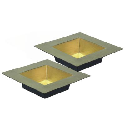 Plantenbak plantenpot - 2x - goud - 20 x 20 cm - kunststof - vierkant - op tafel - tafeldecoratie