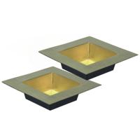 Plantenbak plantenpot - 2x - goud - 20 x 20 cm - kunststof - vierkant - op tafel - tafeldecoratie