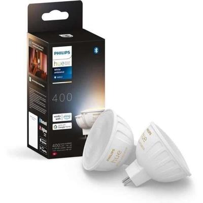 Connected lamp - PHILIPS HUE - MR16 - Wit licht - Bluetooth-compatibel - Verpakking van 2 - Werkt met app en stem
