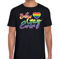 Best gay ever regenboog pride shirt zwart voor heren - thumbnail