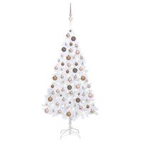 vidaXL Kunstkerstboom met verlichting en kerstballen 150 cm PVC wit