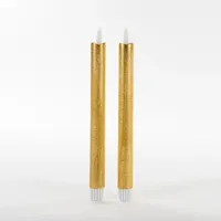Anna&apos;s Collection LED dinerkaars 3d flame rustiek 23 cm goud 2 stuks