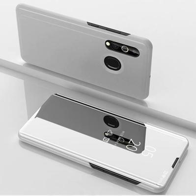 Galvaniseren spiegel horizontale Flip lederen case voor Samsung A20 E met houder (zilver)