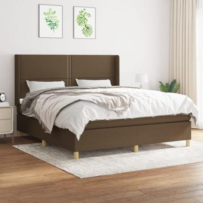 Boxspring met matras stof donkerbruin 180x200 cm