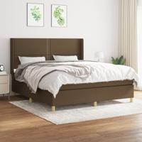 Boxspring met matras stof donkerbruin 180x200 cm