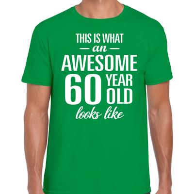 Awesome 60 year - geweldige 60 jaar cadeau t-shirt - groen - voor heren - Verjaardag cadeau