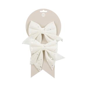 Decoratie strikken - 2x st - wit - 12 x 13 cm - polyester - feeststrikjes