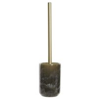 Toiletborstel taupe met marmer look houder van polyresin 37 cm - thumbnail