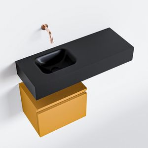Toiletmeubel Mondiaz Andor | 80 cm | Meubelkleur Ocher | Lex vrijhangend wastafel Urban Links | Zonder kraangat