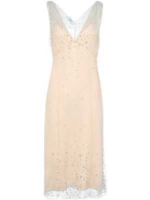 Prada robe courte en tulle à ornements en cristal - Tons neutres