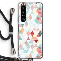 Gekleurde driehoekjes pastel: Sony Xperia 1 III Transparant Hoesje met koord