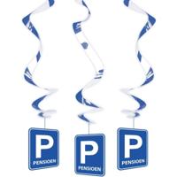 Feest versiering Pensioen slinger - 3x stuks - rotorspiralen - hangdecoraties - blauw - 70 cm