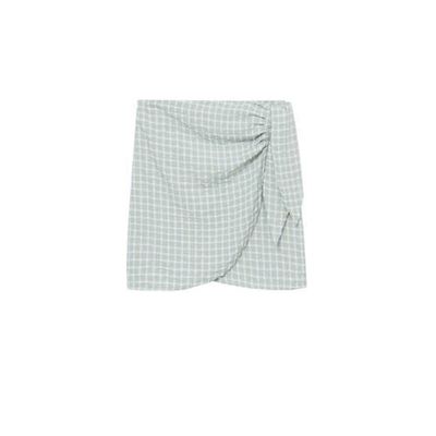 Mango geruite pareo met ruches lichtgroen/wit