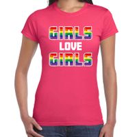 Gay Pride shirt - girls love girls - regenboog - dames - roze