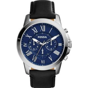 Horlogeband Fossil FS4990 Leder Zwart 22mm