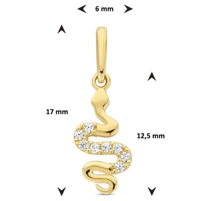 Hanger Slang geelgoud-zirconia wit 6 x 17 mm